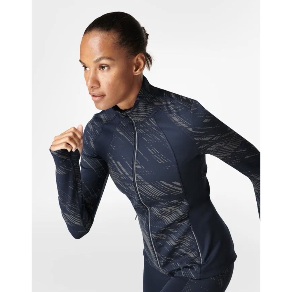 Sweaty Betty‎ Women's Navy Power Workout Full Zip Jacket Reflective Size M $129